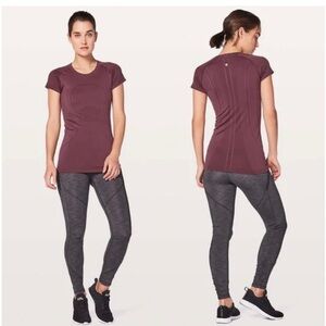 Lululemon Swifty Tech Redwood Short Sleeve Crew Top Slim Fit Size 2